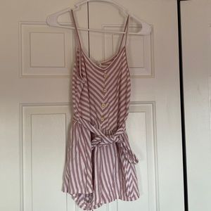 Pink and White Striped Romper